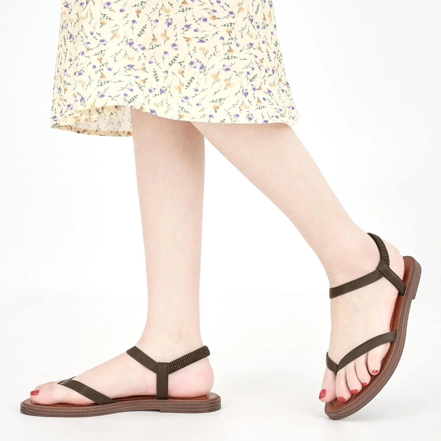 Ablanczoom Womens Sandals Dressy Shoes: Casual Elastic Ankle Strap Summer Flats Comfortable Beach flat sandal for Women