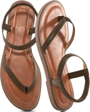 Ablanczoom Womens Sandals Dressy Shoes: Casual Elastic Ankle Strap Summer Flats Comfortable Beach flat sandal for Women