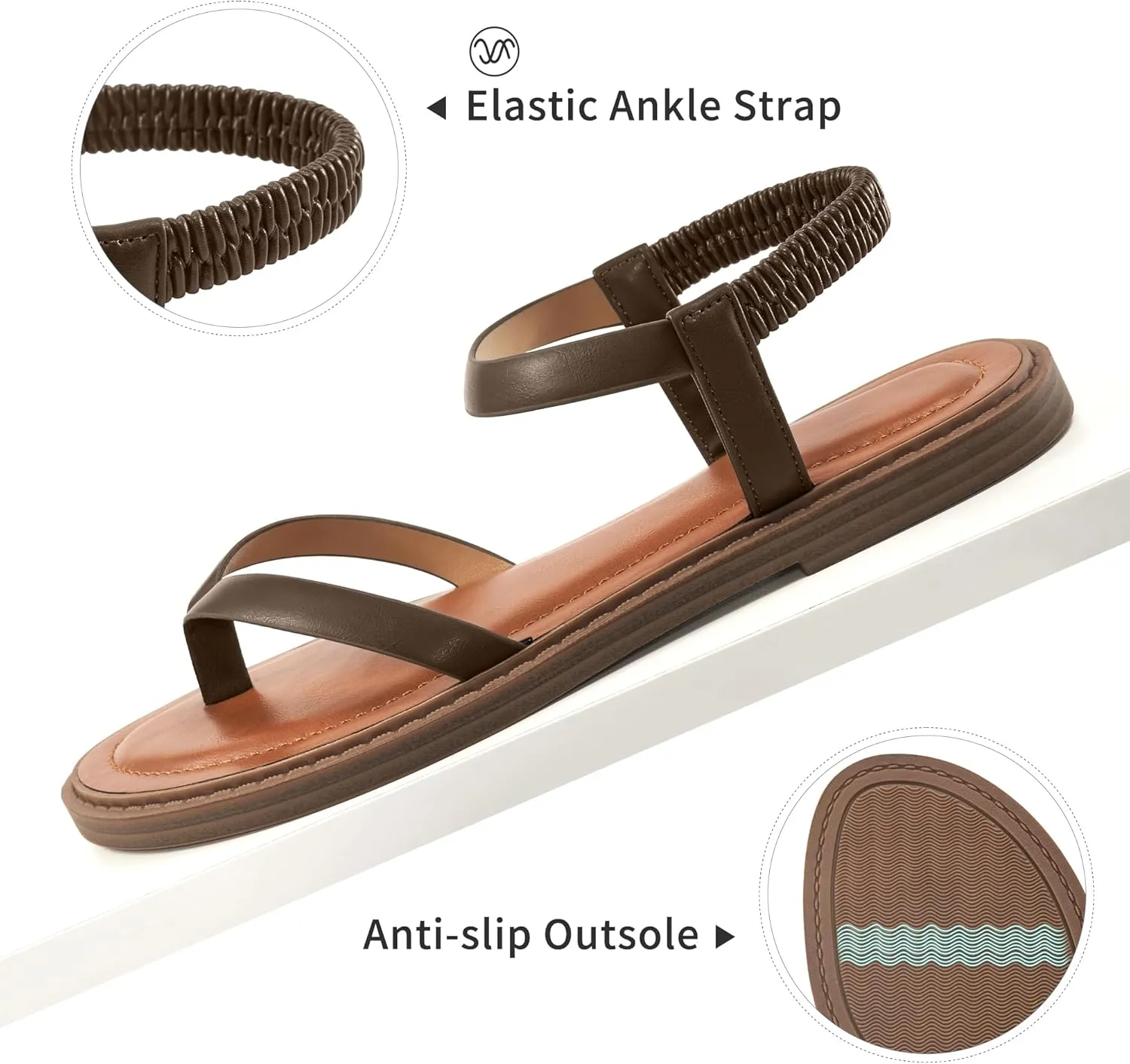Ablanczoom Womens Sandals Dressy Shoes: Casual Elastic Ankle Strap Summer Flats Comfortable Beach flat sandal for Women