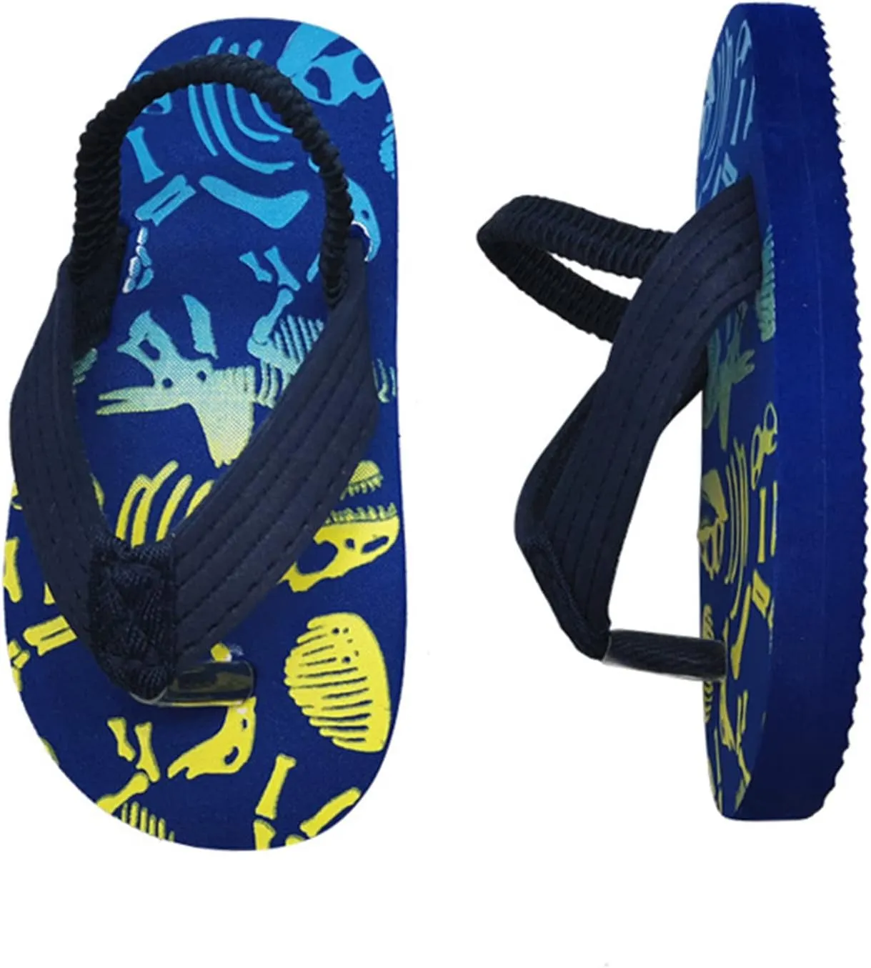 & Toddler Summer Shoes Boys Flip Elastic Strap Beach Girls with Adjustable for Kids Flip Flops Girls (Navy, 15-18Months)