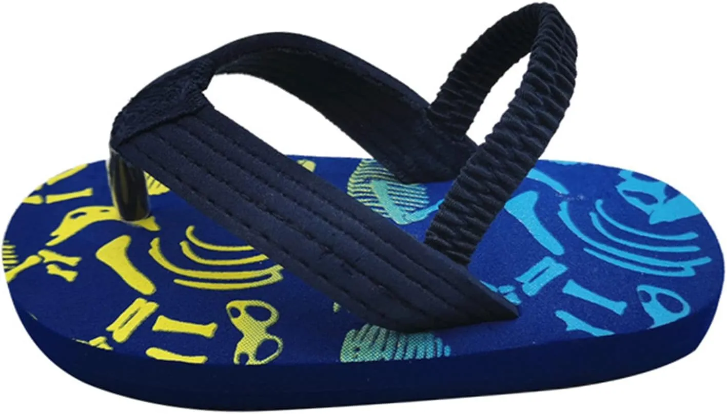 & Toddler Summer Shoes Boys Flip Elastic Strap Beach Girls with Adjustable for Kids Flip Flops Girls (Navy, 15-18Months)