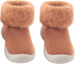 Baby Boys' Shoes,Baby Girls Kids Solid Knit Stocking Socks Shoes Slipper Soft Warm Boys Sole Rubber Shoes Kawaii Shoes