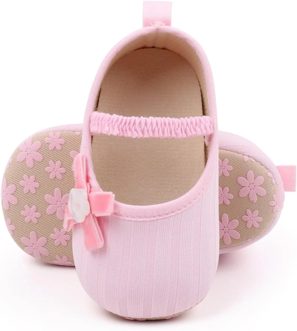 Baby Girls Mary Jane Shoes with Bowknot Flowers Wedding Dress Ballet Flats Toddler Slip On Sandal