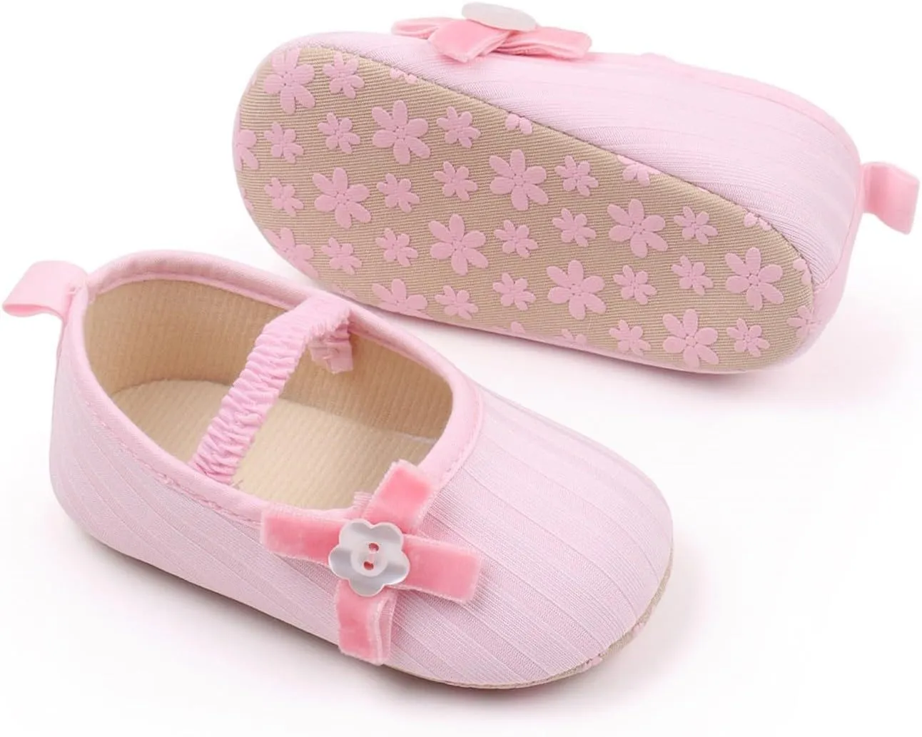 Baby Girls Mary Jane Shoes with Bowknot Flowers Wedding Dress Ballet Flats Toddler Slip On Sandal