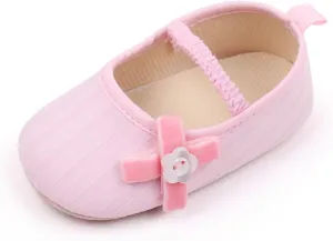 Baby Girls Mary Jane Shoes with Bowknot Flowers Wedding Dress Ballet Flats Toddler Slip On Sandal