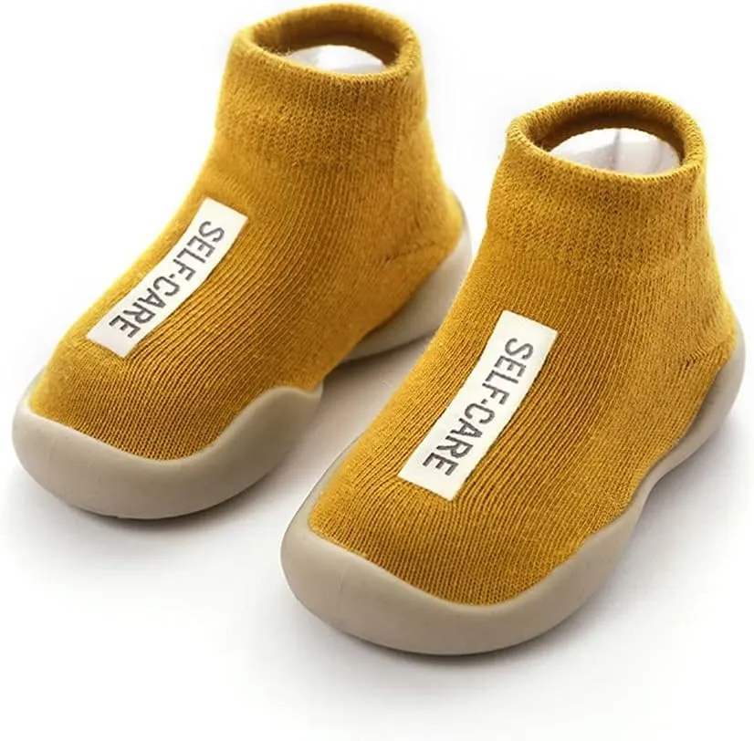 Baby Sock Shoes,1-5 Years Kids Toddler Boys Girls Solid Sock Shoes Letter Anti-Slip Knitted Warm First Walkers Shoes