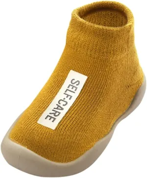 Baby Sock Shoes,1-5 Years Kids Toddler Boys Girls Solid Sock Shoes Letter Anti-Slip Knitted Warm First Walkers Shoes