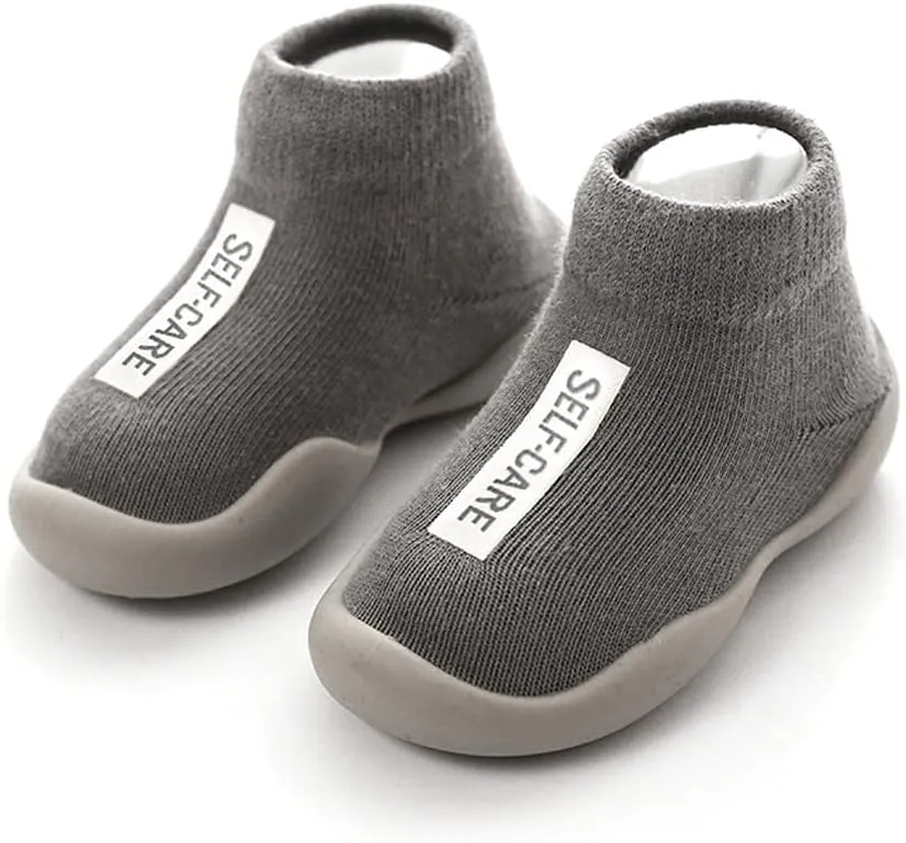 Baby Sock Shoes,1-5 Years Kids Toddler Boys Girls Solid Sock Shoes Letter Anti-Slip Knitted Warm First Walkers Shoes