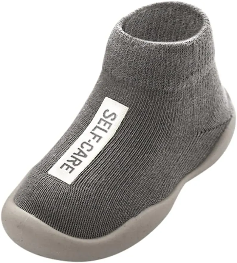 Baby Sock Shoes,1-5 Years Kids Toddler Boys Girls Solid Sock Shoes Letter Anti-Slip Knitted Warm First Walkers Shoes