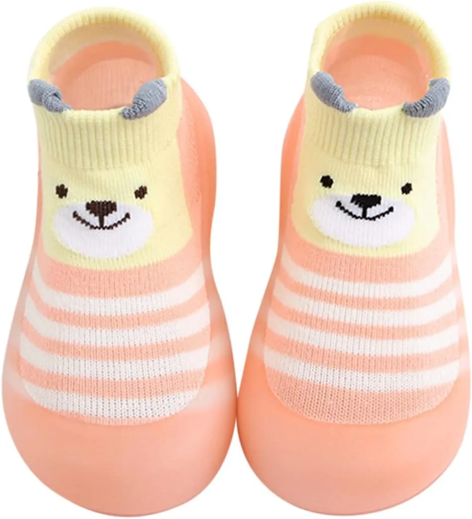 Baby Walking Shoes,Todller Boys Girls Non Slip Flat Socks Shoes Lightweight Cute Cartoon Duck Bear Pattern Boy Shoes