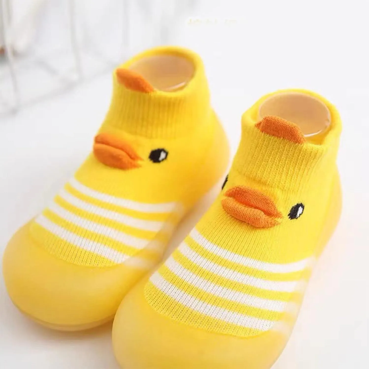 Baby Walking Shoes,Todller Boys Girls Non Slip Flat Socks Shoes Lightweight Cute Cartoon Duck Bear Pattern Boy Shoes