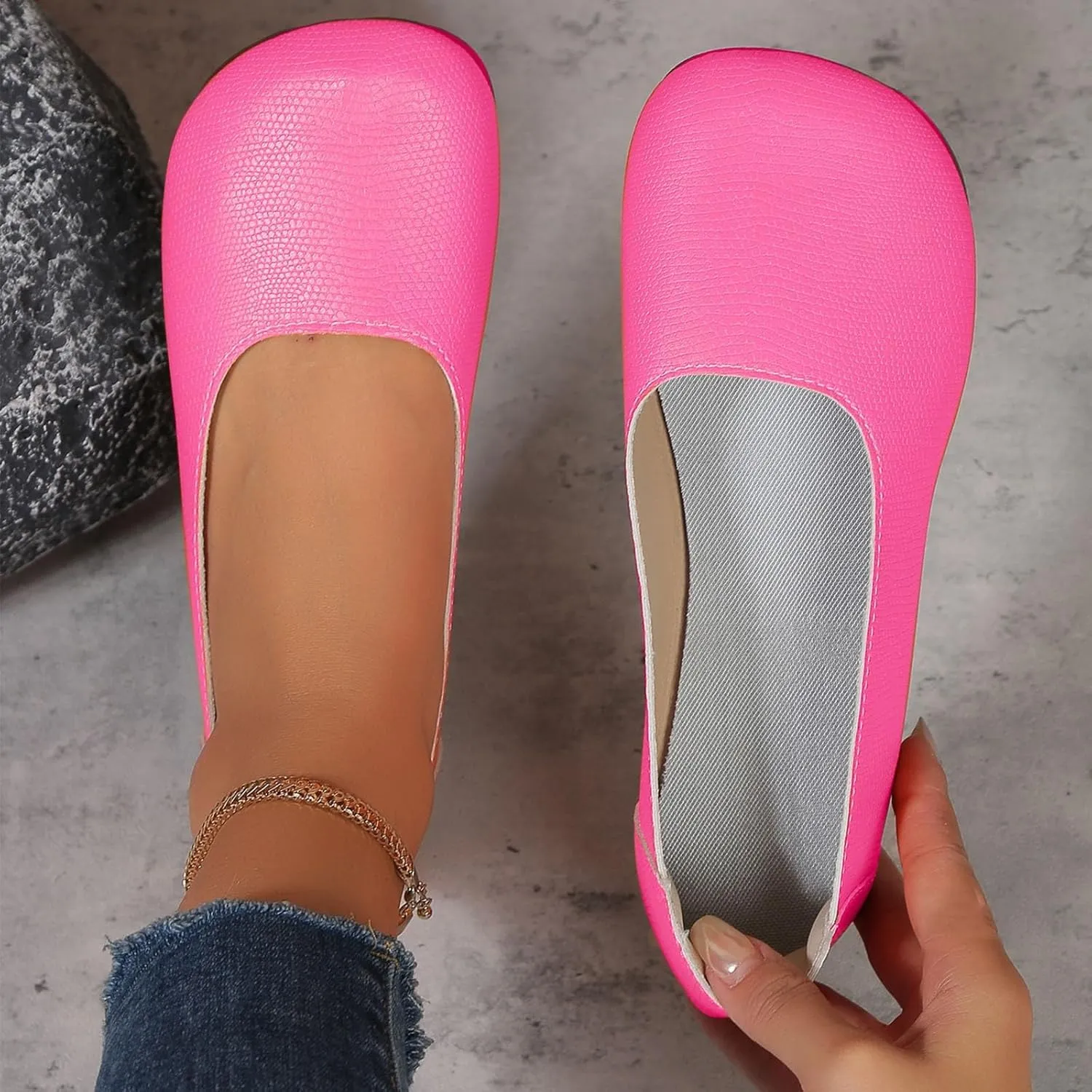 Ballet Flats Shoes for Women Round Close Toe Slip On Shoes Solid Leather Vamp Boat Flat Shoe Comfortable Lightweight Breathable Going Out Loafers 2025