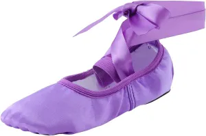 Ballet Ribbon Shoes Highly Stretch Canvas Adult Ballet Slippers Split Sole Yoga Dance Shoe for Girls Boys Kids