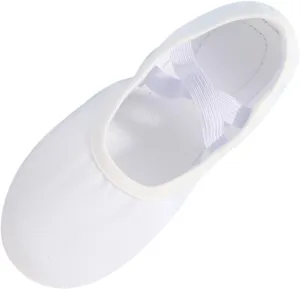 Ballet Shoes for Girls Canvas Dance Slippers Split Soft Flat Sole Yoga Gymnastics Shoes(Toddler/Little/Big Kid) (White, 12 Little Child)