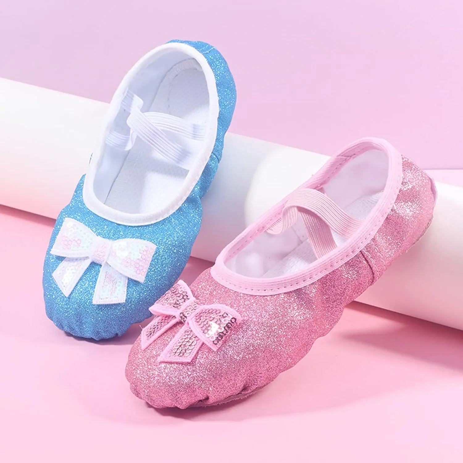 Ballet Shoes for Toddler Girls Glitter Ballet Slippers Dance Shoes(Toddler/Little/Big Kids) Pink Ballet Flats Shoes
