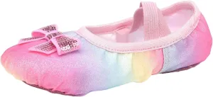 Ballet Shoes Split-Sole Glitter Flat Dance Shoes for Girls Toddler Kid Satin Dance Practice Slippers Leather Flat