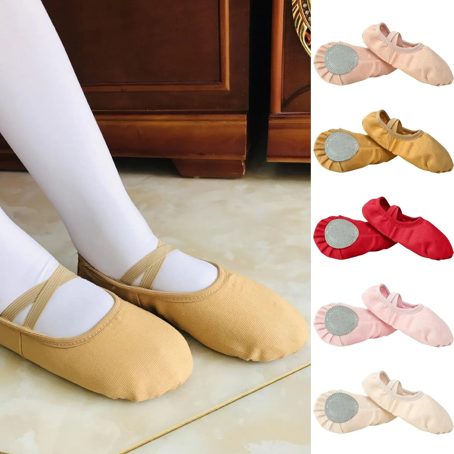 Ballet Shoes Toddler Slippers Elastic Canvas Girls Ballerina Dance Shoes for Toddler/Little Kid/Big Kid/Women