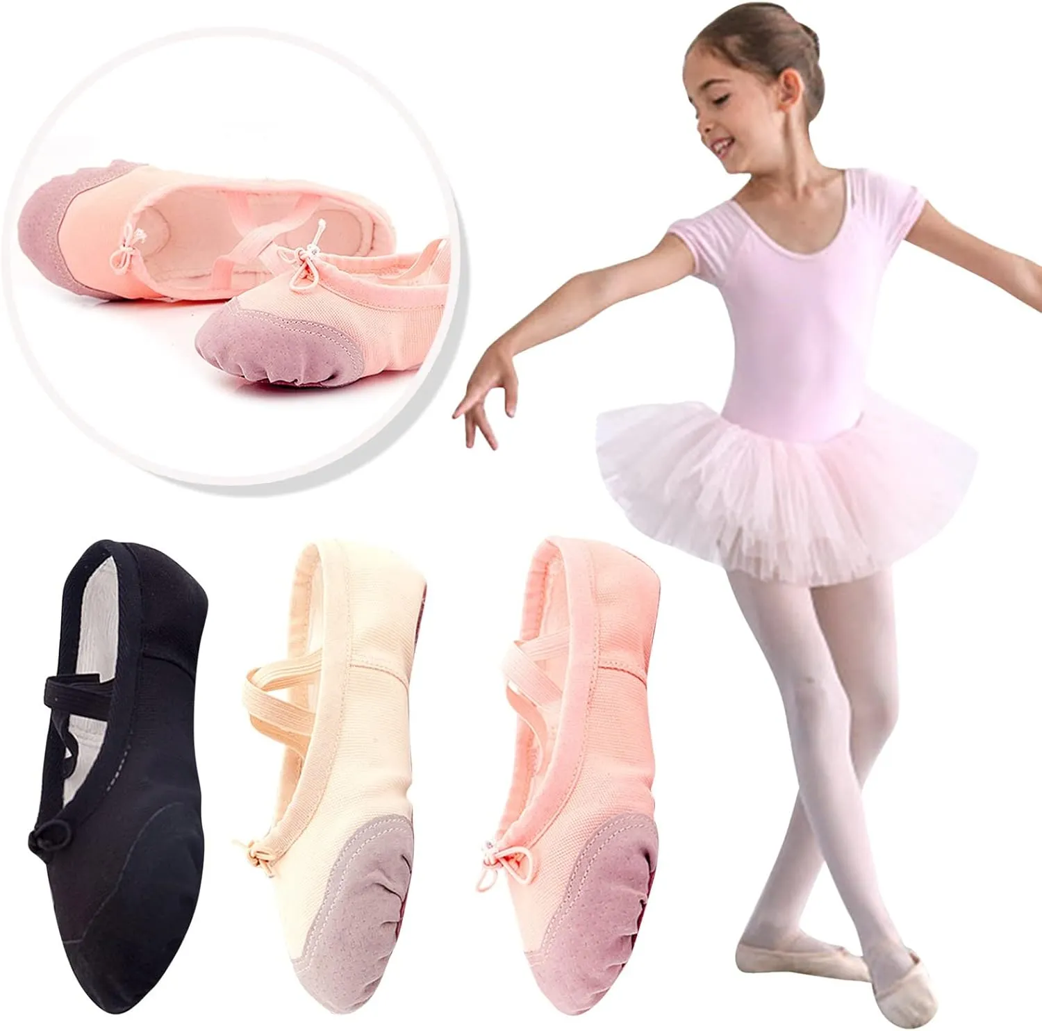 Ballet Shoes Toddler Slippers Highly Elastic Canvas Girls Ballerina Dance Shoes for Girls Ballet Flat Girl Shoe 4