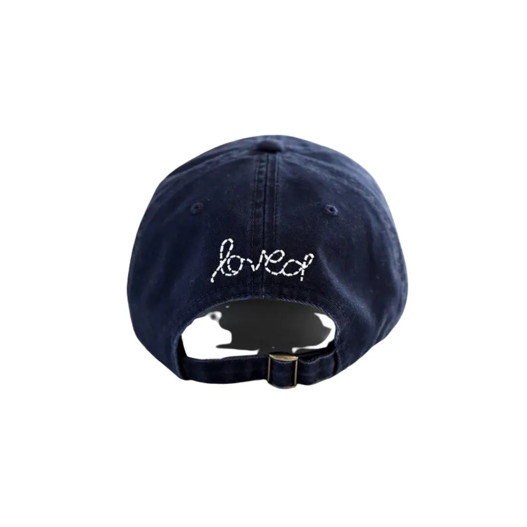 Baseball Hat Heart Patch (Indigo   White)