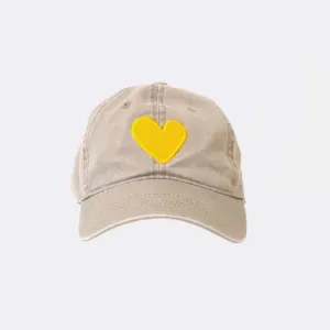 Baseball Hat Heart Patch (Sand)