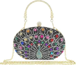 Beaguful Women's Evening Bags Sparkly Rhinestone Clutch Purses Luxury Handbags Oval Silver/Multicolor