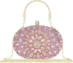Beaguful Women's Evening Bags Sparkly Rhinestone Clutch Purses Luxury Handbags Oval Silver/Multicolor