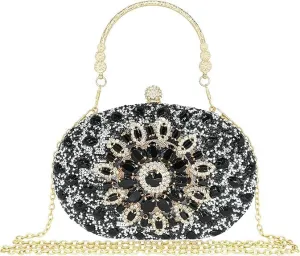 Beaguful Women's Evening Bags Sparkly Rhinestone Clutch Purses Luxury Handbags Oval Silver/Multicolor
