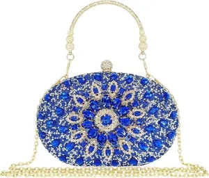 Beaguful Women's Evening Bags Sparkly Rhinestone Clutch Purses Luxury Handbags Oval Silver/Multicolor