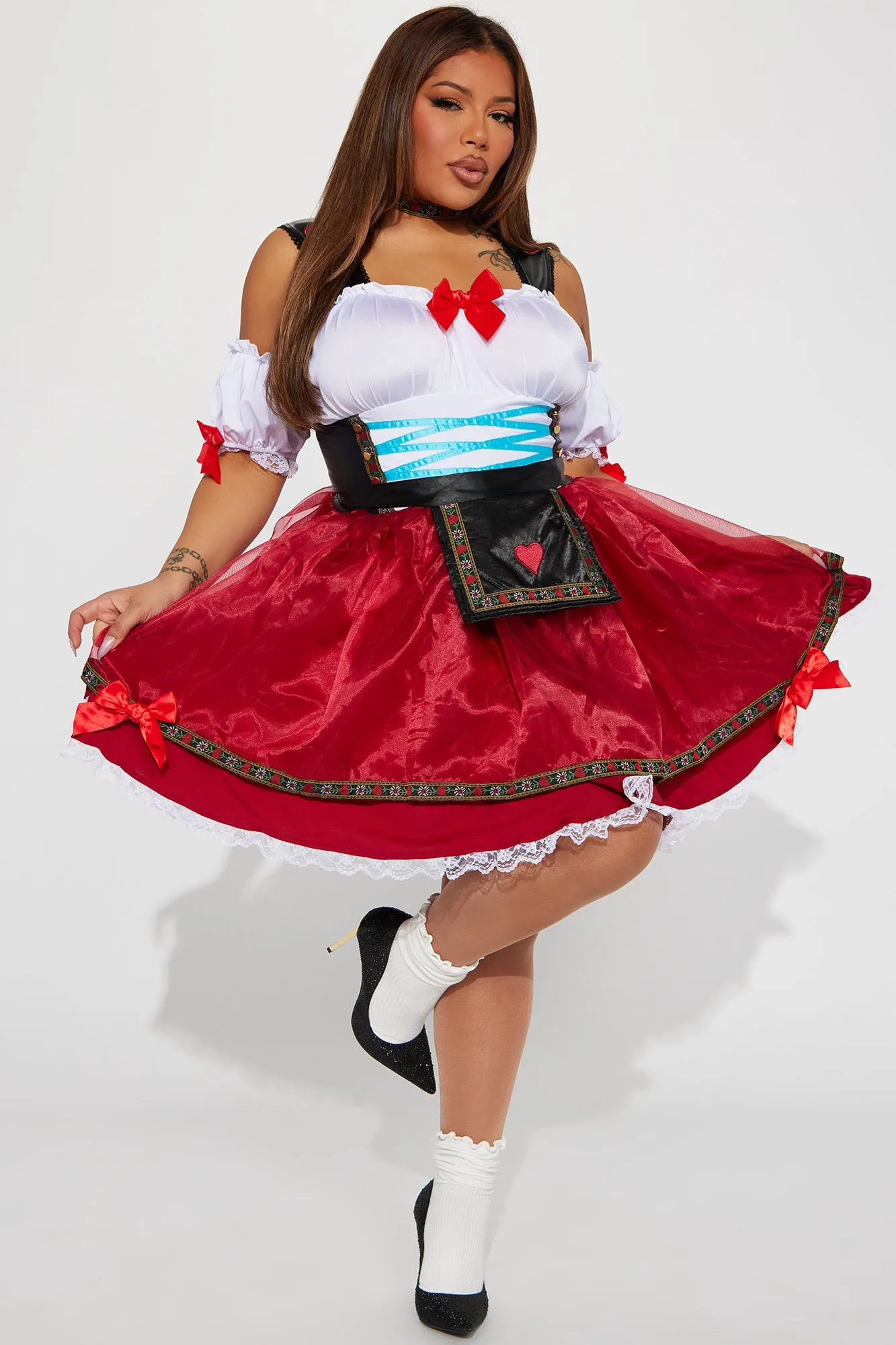 Beer Fest Babe 3 Piece Costume Set - Red/White