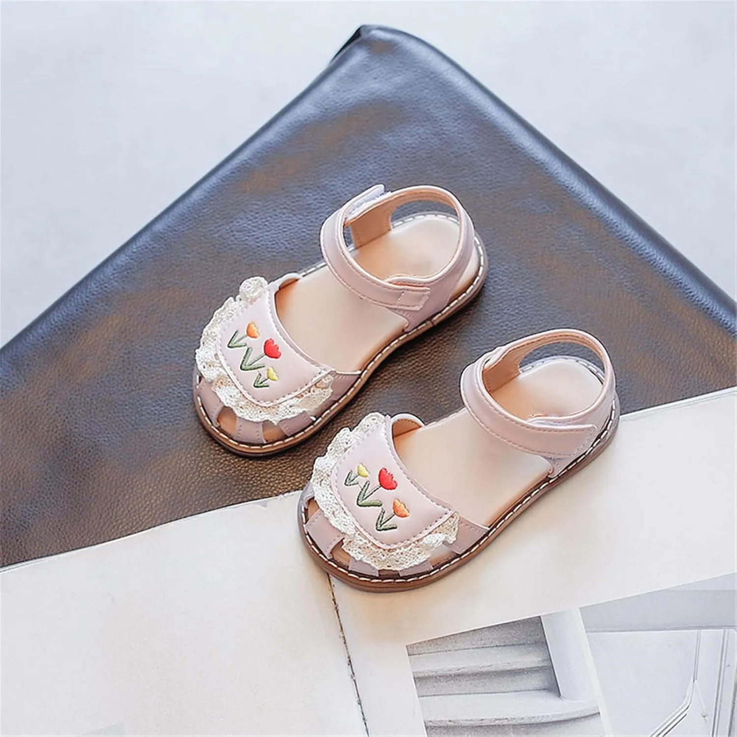 Black Ballet Shoes for Girls Shoelaces Light Weight Adjustable Straps Summer Little Child/Big Kid 2 Tiny Feet Baby Shoes