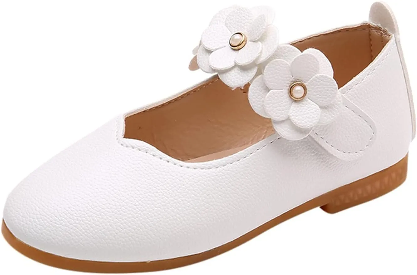 Black Shoes for Girls,Children Baby Girls Leather Flower Princess Shoes Soft Dance Shoes Kids Shoes 1-11 Years