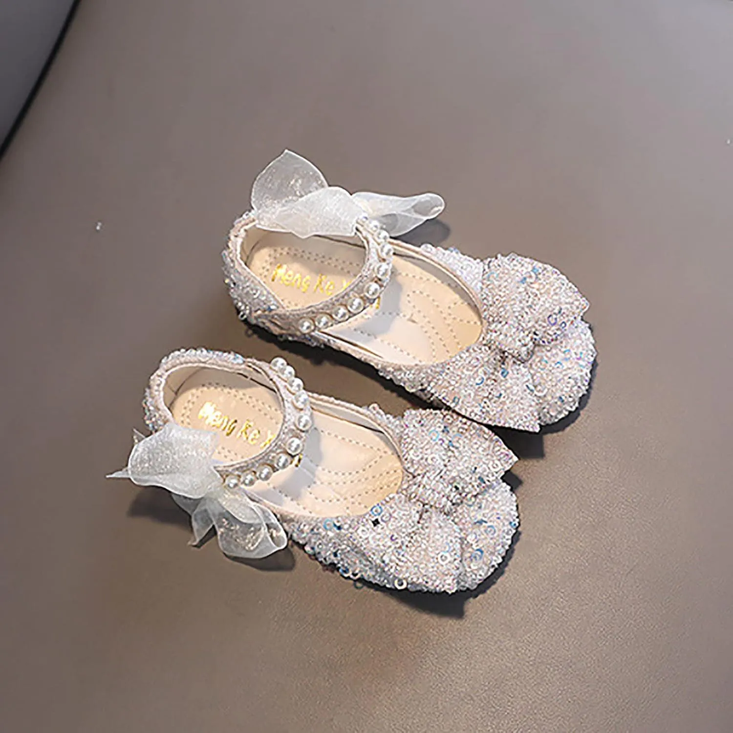 Black Shoes for Girls,Girls Baby Infant Crystal Princess Shoes Bling Pearl Sandals Shoes Kids Dancing Shoes