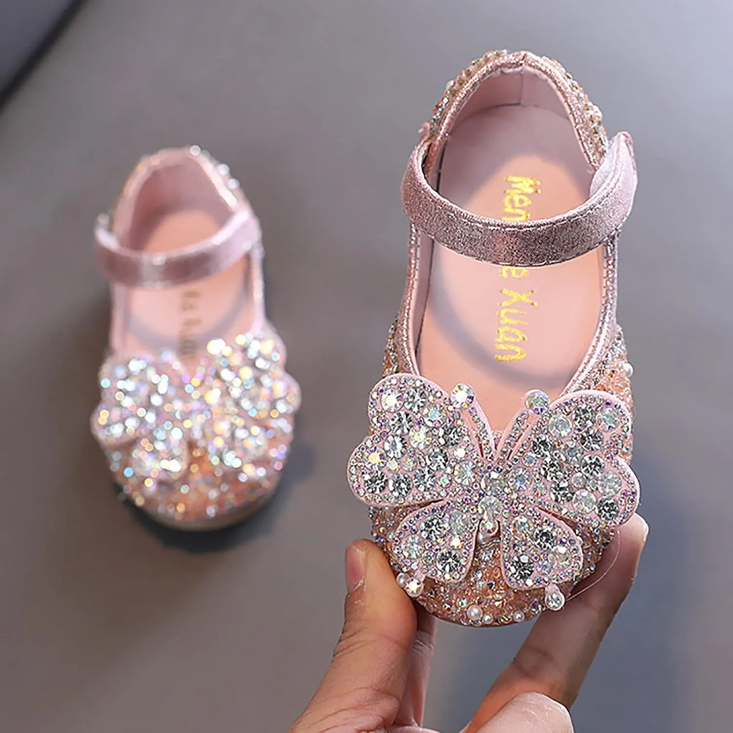 Black Shoes for Girls,Girls Baby Infant Crystal Princess Shoes Bling Pearl Sandals Shoes Kids Dancing Shoes