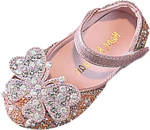 Black Shoes for Girls,Girls Baby Infant Crystal Princess Shoes Bling Pearl Sandals Shoes Kids Dancing Shoes