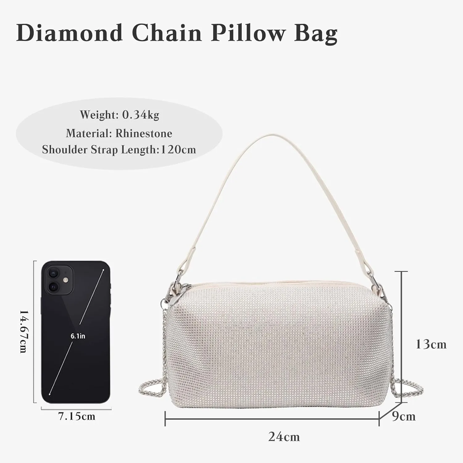 Bling Crystal Shoulder Sparkling Glitter Crossbody Women's Evening Handbag Rhinestone Clutch Bridal Wedding Purse
