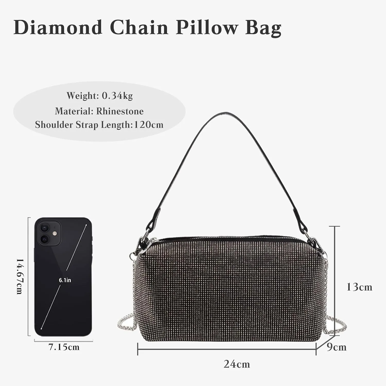 Bling Crystal Shoulder Sparkling Glitter Crossbody Women's Evening Handbag Rhinestone Clutch Bridal Wedding Purse