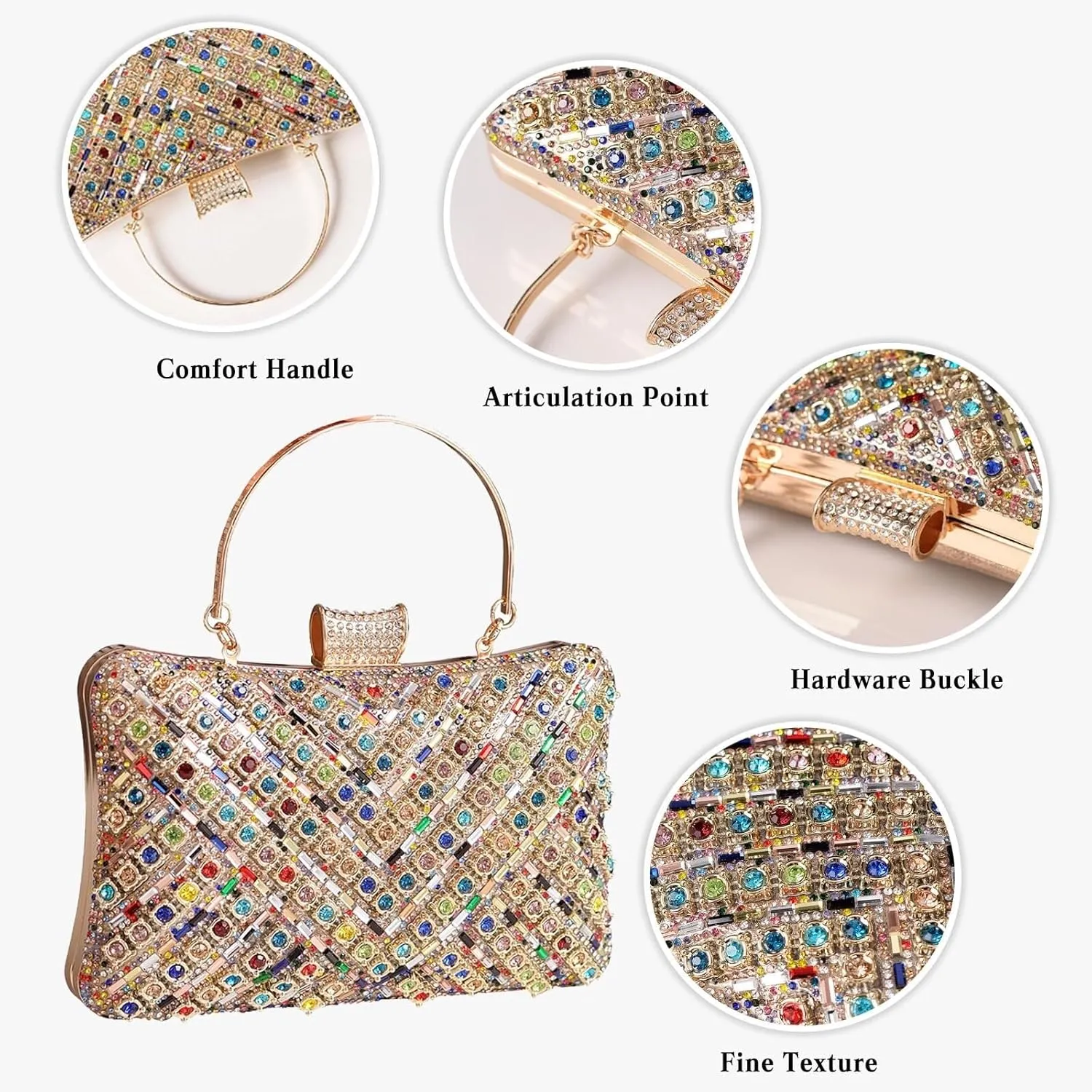 Bridal Wedding Purse Bling Crystal Shoulder Sparkling Glitter Crossbody Women Evening Rhinestone Clutch