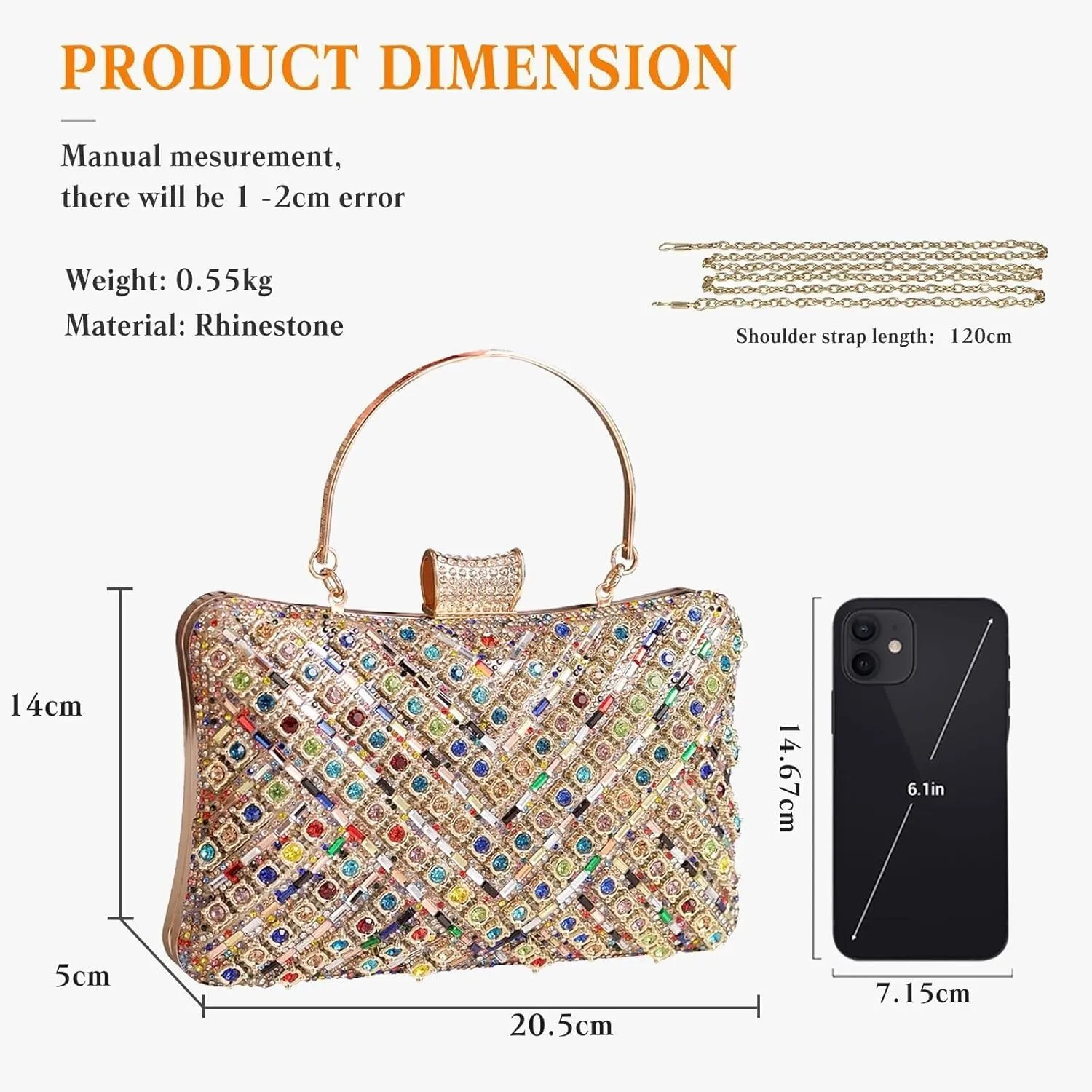 Bridal Wedding Purse Bling Crystal Shoulder Sparkling Glitter Crossbody Women Evening Rhinestone Clutch