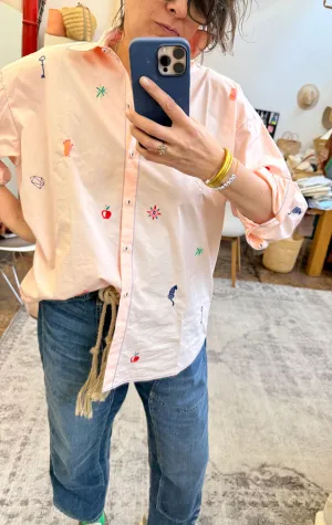 Button Shirt with fun embroidered emblems