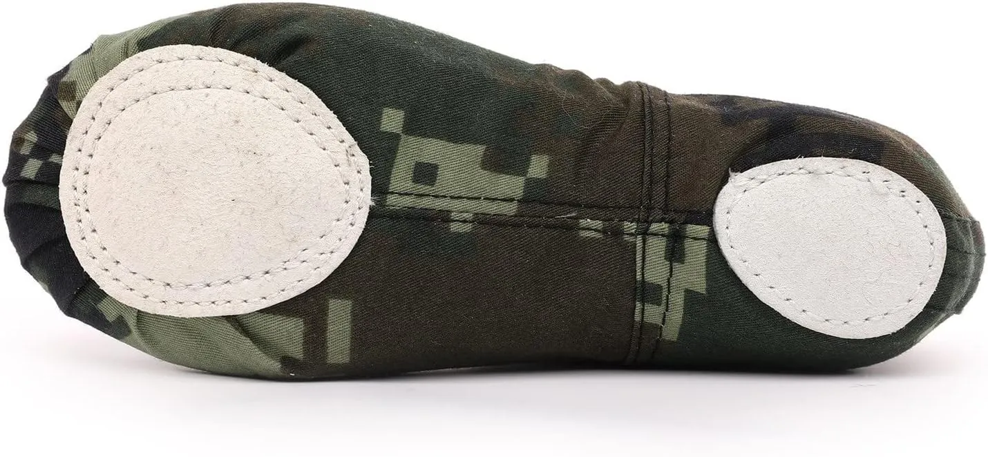 Camouflage Ballet Shoes Girls Canvas Ballet Flat Toddler Girls Ballet Slippers No-Tie Boys Dance Shoes Toddler