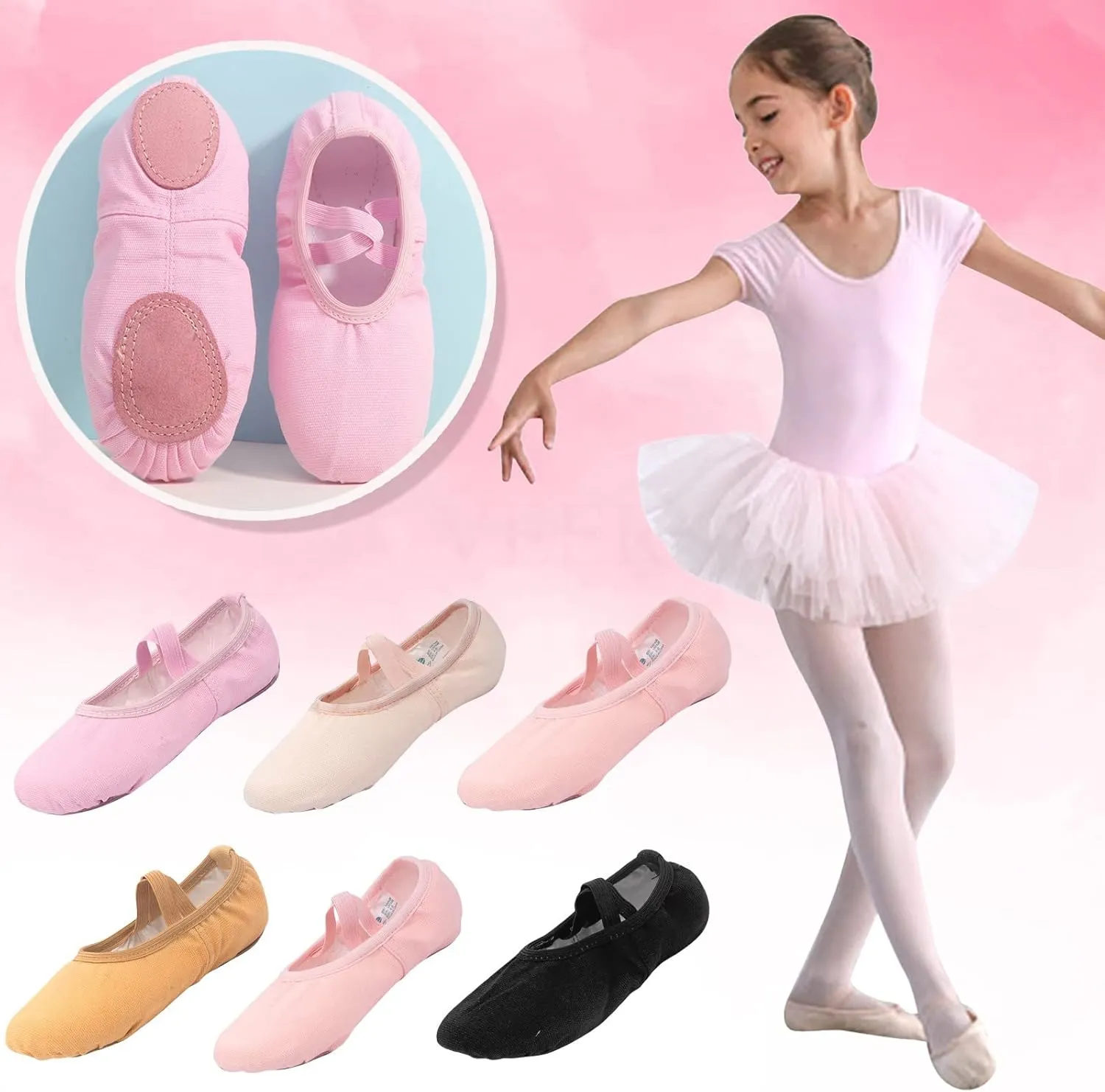 Canvas Ballet Dance Shoes Girls Women Ballet Shoes Stretch Split Sole for Indoor Perform Yoga Performance