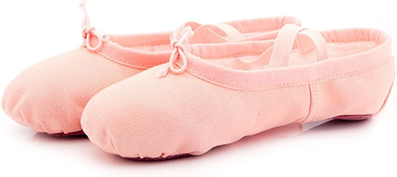 Canvas Ballet Slippers Flat for Girls Toddlers Kids Yoga Practice Elastic Shoes for Dancing Pink Ballet Shoes