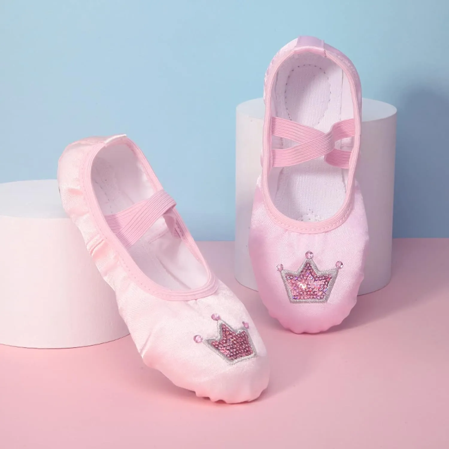 Children Dance Shoes Ballet Dance Shoes Body Training Shoes Satin Embroidered Yoga Shoes Light up Kid Shoes
