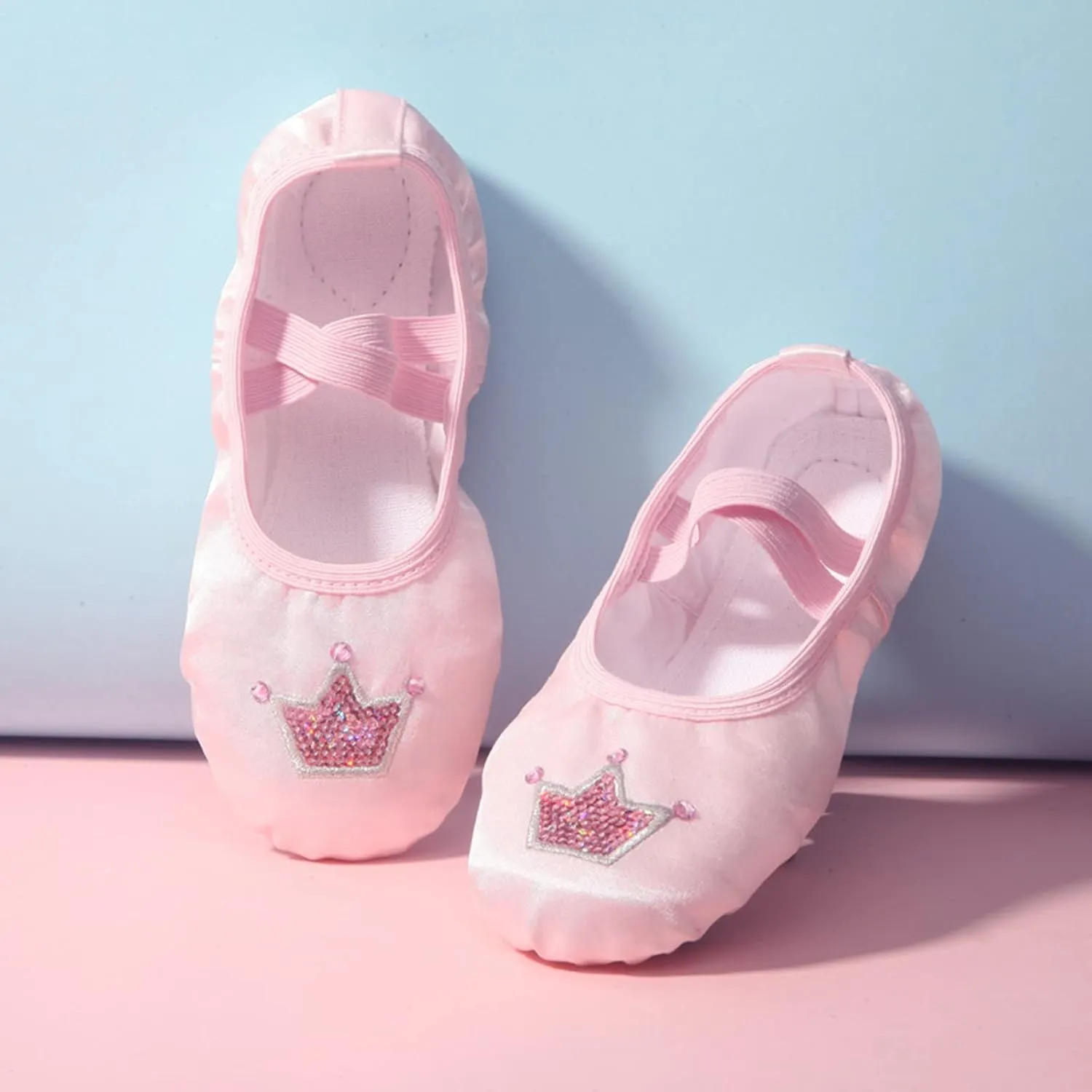 Children Dance Shoes Ballet Dance Shoes Body Training Shoes Satin Embroidered Yoga Shoes Light up Kid Shoes