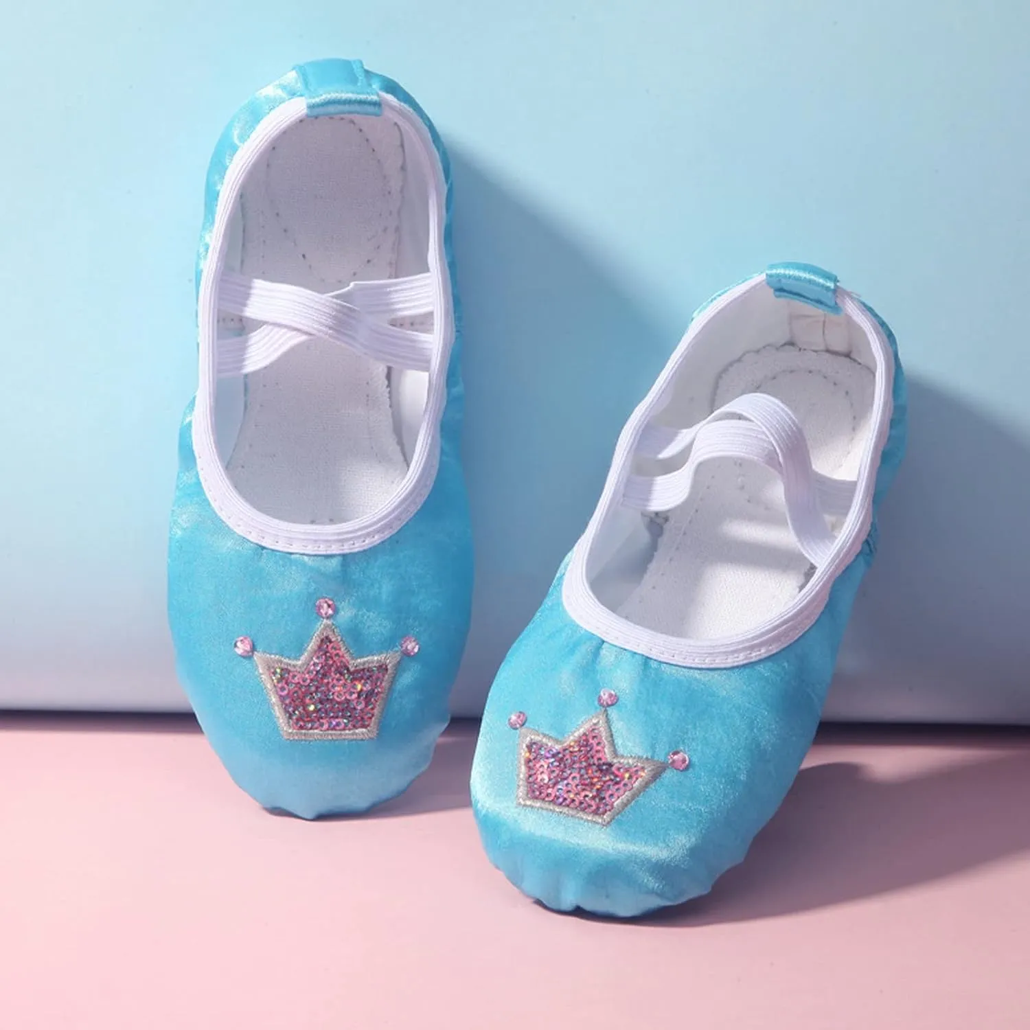 Children Dance Shoes Ballet Dance Shoes Body Training Shoes Satin Embroidered Yoga Shoes Light up Kid Shoes