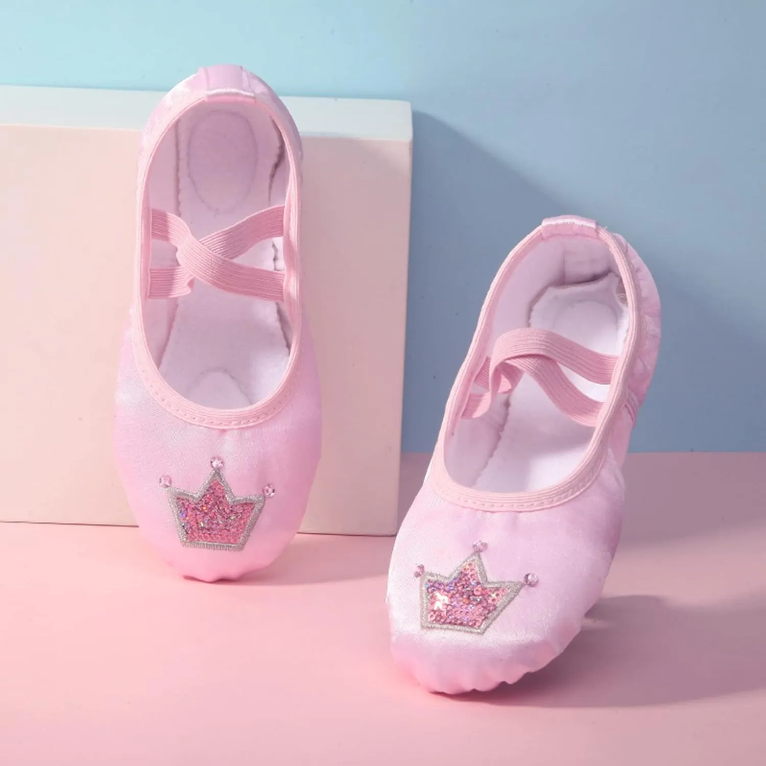 Children Dance Shoes Ballet Dance Shoes Body Training Shoes Satin Embroidered Yoga Shoes Light up Kid Shoes