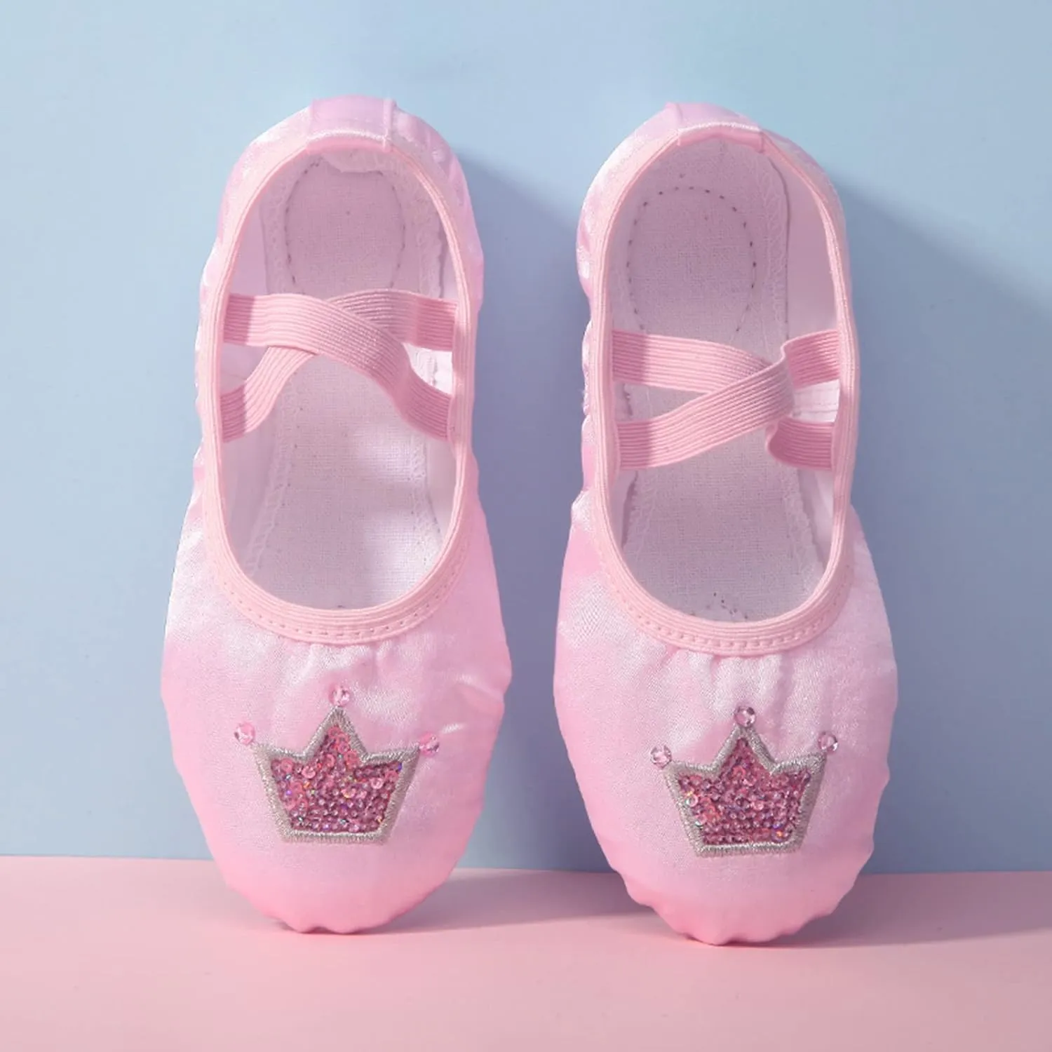 Children Dance Shoes Ballet Dance Shoes Body Training Shoes Satin Embroidered Yoga Shoes Light up Kid Shoes
