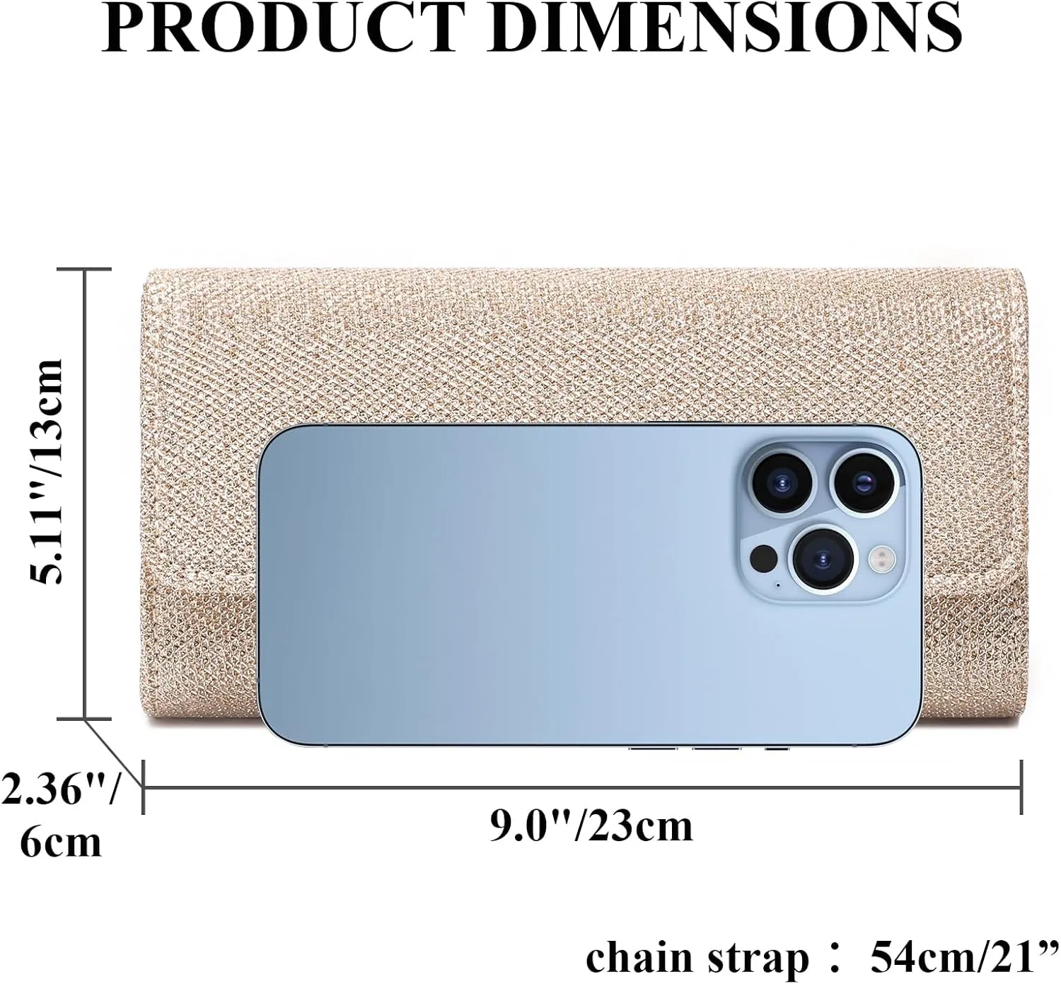 Clutch Purses for Women, Evening Bag with Detachable Chain Ladies Sparkling Party Handbag Wedding Bags