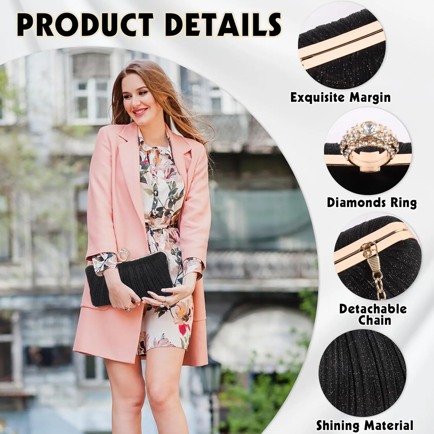 Clutch Purses for Women, Rhinestone Evening Bags Party Purse, Sparkling Handbag Purses for Bridal Wedding Evening Prom Party