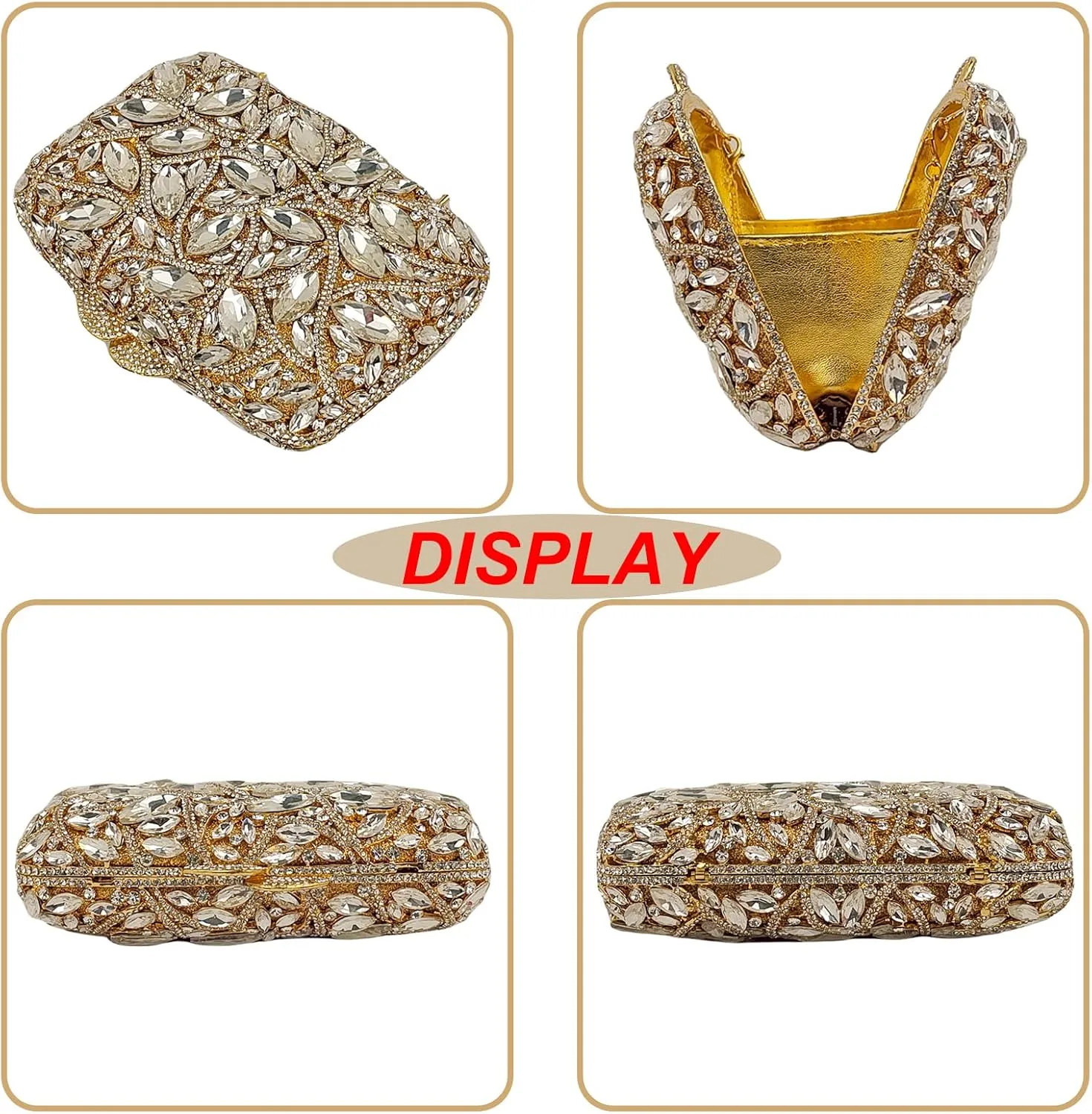 Colorful Crystal Clutch Box Handbag Women Sparkling Evening Bags for Wedding Party Prom Purse